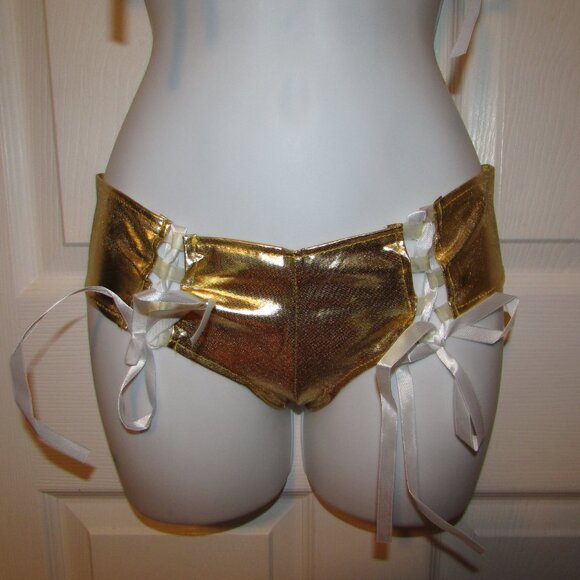 Gold Metallic Booty Short Bikini - NEW - Picture 5 of 9
